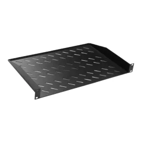   Lande Polc rackszekrényhez, 400 mm mély, 2 ponton rögzíthető, fix, univerzális, teherbírás 30 kg, fekete, 486 x 400 x 44 mm