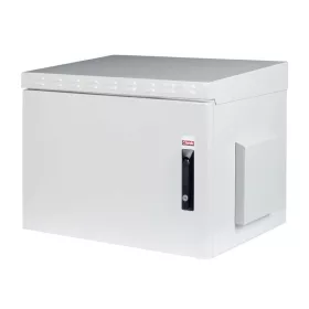   Lande SAFEbox 600 x 600 16U fali rackszekrény, fém ajtó, hárompontos reteszelésű mechanikus zár, vandálbiztos, IP55 kültéri, teherbírás 100 kg, szürke, 600 x 600 x 891 mm