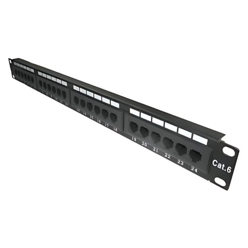 24 portos CAT6 patch panel UTP, racktálca, beltéri