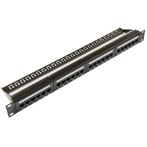 UTP Cat6 patch panel, 24 portos, 1U, rackszekrény kiegészítő, beltéri