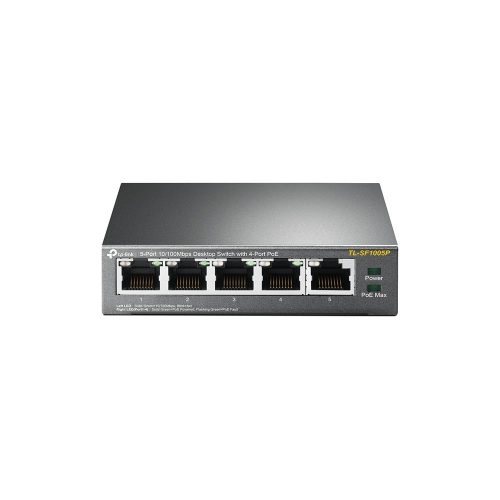 TP-Link TL-SF1005P PoE Switch, beltéri, asztali, 802.3af, nem menedzselhető, PoE port 4, 10/100 LAN port 5