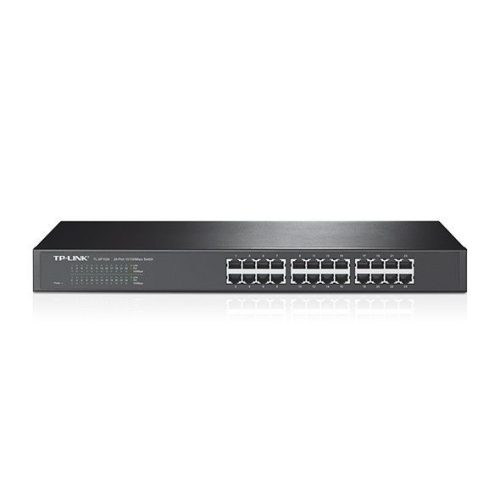 TP-Link switch TL-SF1024, beltéri, 19” rackbe szerelhető, nem menedzselhető, 10/100 LAN port 24