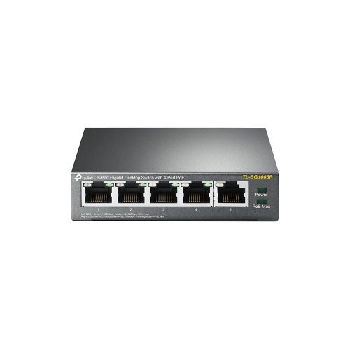 TP-Link PoE switch TL-SG1005P, beltéri, asztali, 802.3af, nem menedzselhető, PoE port 4, Gigabit LAN port 5