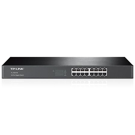 TP-Link switch TL-SG1016, beltéri, 19” rackbe szerelhető, nem menedzselhető, Gigabit LAN port 16