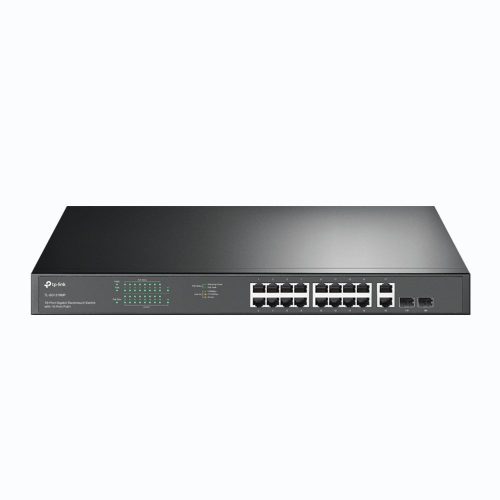 TP-Link TL-SG1218MP PoE switch, beltéri, 19” rackbe szerelhető, 802.3af/at, nem menedzselhető, PoE port 16, Gigabit LAN