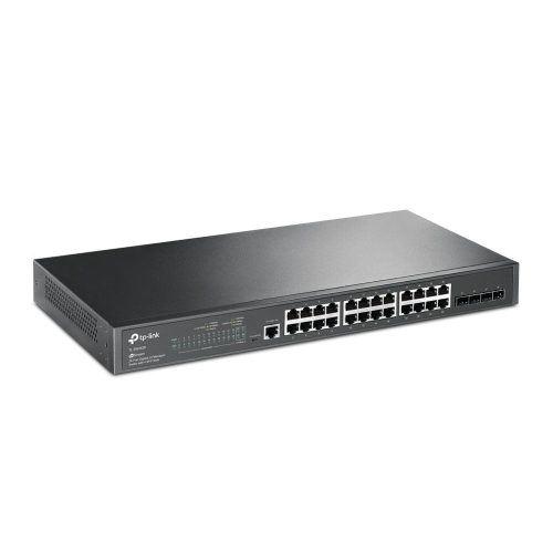 TP-Link TL-SG3428 switch, beltéri, 19” rackbe szerelhető, Layer 2, Gigabit LAN port 24, Uplink port 4, SFP port 4