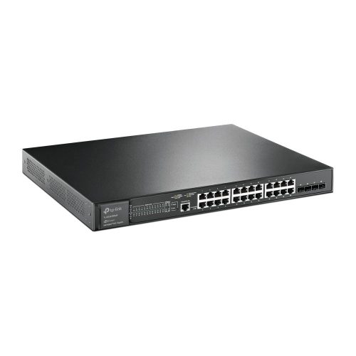 TP-Link TL-SG3428XMP PoE switch, beltéri, 19” rackbe szerelhető, 802.3af/at, Layer 2, PoE port 24, Gigabit LAN port 24, Uplink port 4, SFP+ port 4