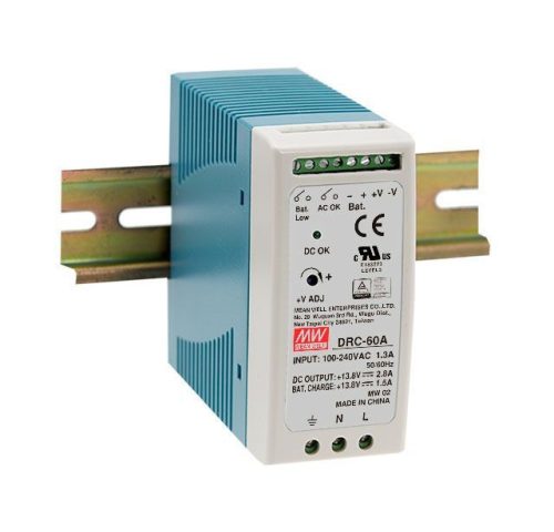 Mean Well beépíthető tápegység, 12 V DC, 4,3 A, 60 W, 2 pár kimeneti sorkapocs