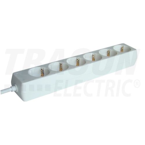 Tracon hordozható elosztósáv, 230 V AC, 16 A, 6  x SHUKO, 3 x 1,0 mm2, H05VV-F, 1,5 m, fehér