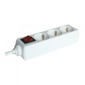   Tracon hordozható elosztósáv, 250 V AC, 16 A, 3  x SHUKO, 3 x 1,5 mm2, H05VV-F, 3 m, kapcsolóval, fehér