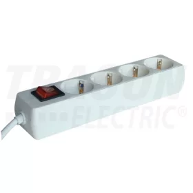   Tracon hordozható elosztósáv, 230 V AC, 16 A, 4 x SHUKO, 3 x 1,0 mm2, H05VV-F, 1,5 m, kapcsolóval, fehér