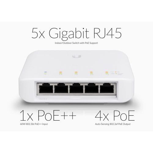 Ubiquiti UniFi Flex kültéri PoE Switch, kültéri, 802.3af/at, Controller szoftver, PoE 4, Gigabit LAN 5