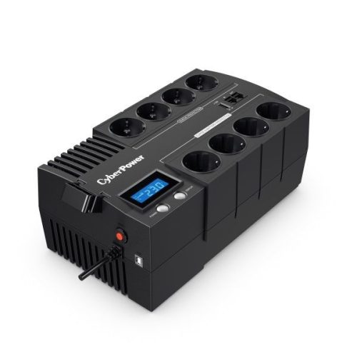 CyberPower szünetmentes tápegység, 230 V AC, 700 VA / 420 W, 8 x Schuko, 1 x USB, 1 x RJ45, 1 x RJ11, hibajelzés, túlter