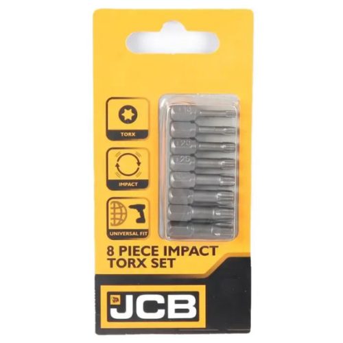 JCB Bit készlet ütvecsavarozóhoz 1/4 Torx T10-től T40-ig 25mm 8db