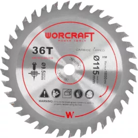 Worcraft vídiás körfűrészlap fához 115 x 9,5 x 36T