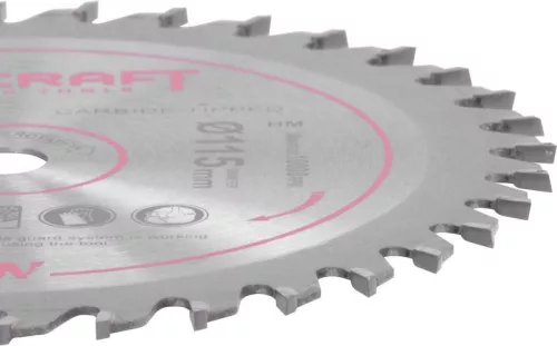 Worcraft vídiás körfűrészlap fához 115 x 9,5 x 36T