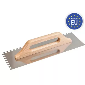   Strend Pro prémium fogazott rozsdamentes glettvas, fa nyéllel, 0,7 mm, 380X130 mm, E10 mm