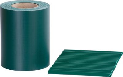 Strend Pro EUROSTANDARD LIGHT árnyékoló szalag kerítés panelekhez, zöld, 190 mm X 35 m, 1050 g/m2, 20 db záróéllel