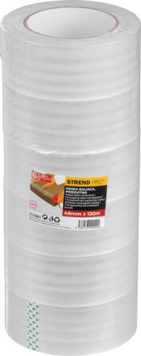 Strend Pro átlátszó ragasztószalag 48mm, L-130 m, 45 µm, PVC 6 db