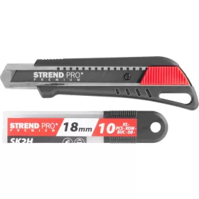   Strend Pro prémium tapétavágó kés műanyag házas 18 mm + 10 db tartalék penge