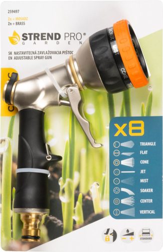 Strend Pro Garden locsolófej csúszásmentes markolattal, 8 funkciós