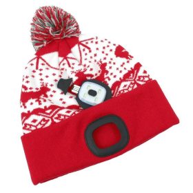   Strend Pro X-mas téli sapka 4x SMD LED világítással, piros színben, L