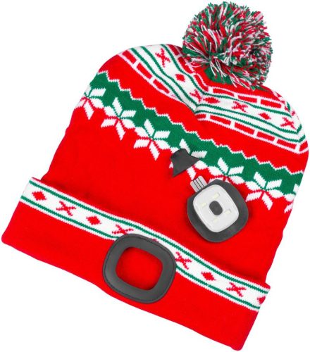 Strend Pro X-mas téli sapka 4x SMD LED világítással, piros-zöld színben, L