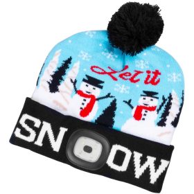   Strend Pro X-mas Let it snow téli sapka 4x SMD LED világítással, kék színben, L