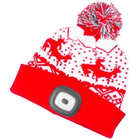   Strend Pro X-mas gyerek téli sapka 4x SMD LED világítással, piros színben, M