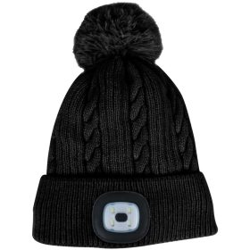   Strend Pro Damon bojtos téli sapka 4x SMD LED világítással, fekete színben, L