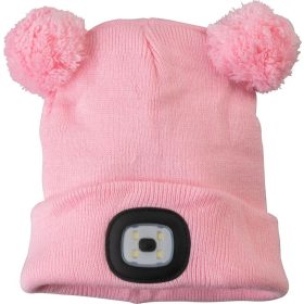   Strend Pro gyerek bojtos téli sapka 4x SMD LED világítással, rózsaszín színben, M