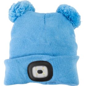   Strend Pro gyerek bojtos téli sapka 4x SMD LED világítással, kék színben, M