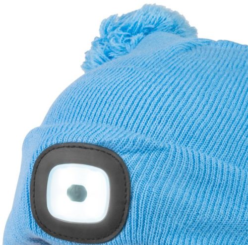 Strend Pro gyerek bojtos téli sapka 4x SMD LED világítással, kék színben, M