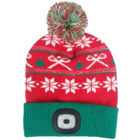   Strend Pro X-mas téli sapka 4x SMD LED világítással, zöld-piros színben, L