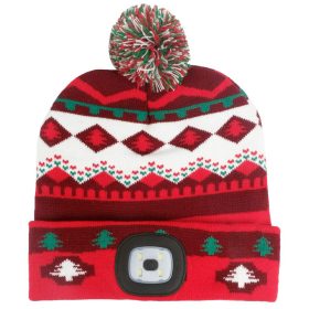   Strend Pro X-mas téli sapka 4x SMD LED világítással, piros-barna színben, L