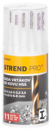 Strend Pro fémfúró készlet praktikus tárolóban, 1,5-8 mm 11 db-os, HSS