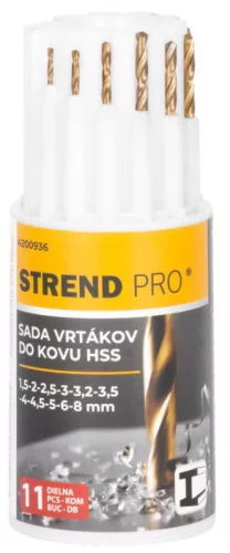 Strend Pro fémfúró készlet praktikus tárolóban, 1,5-8 mm 11 db-os, HSS