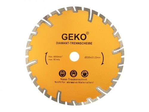 GEKO gyémánt vágótárcsa mély vágáshoz 230 x 22,2 mm