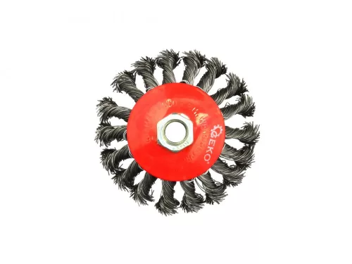 GEKO sodrott ferde acélkefe, sarokcsiszolóra, M14 menettel, 100 mm