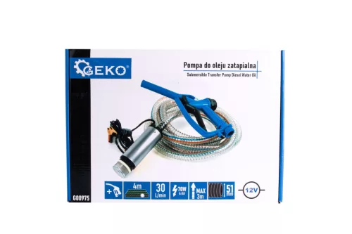 GEKO merülő üzemanyag szivattyú 12 V, 51 mm, 4 m-es tömlővel, pisztollyal