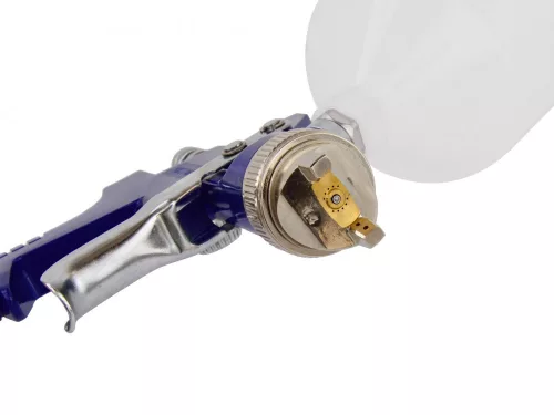 GEKO festékszóró pisztoly HVLP, 600 ml tartállyal, fúvóka : 1,5 mm,  nyomásszabályzóval