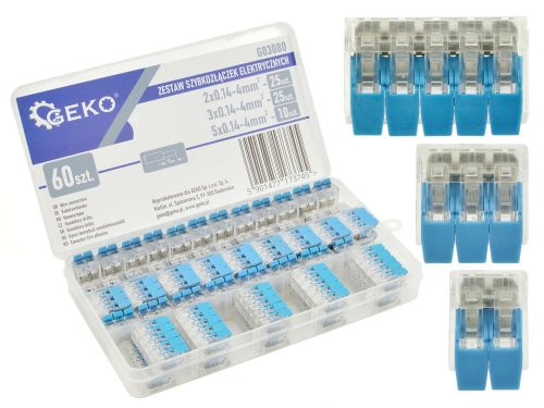 GEKO elektromos vezeték összekötő készlet 60 db-os, 0,2 - 4 mm