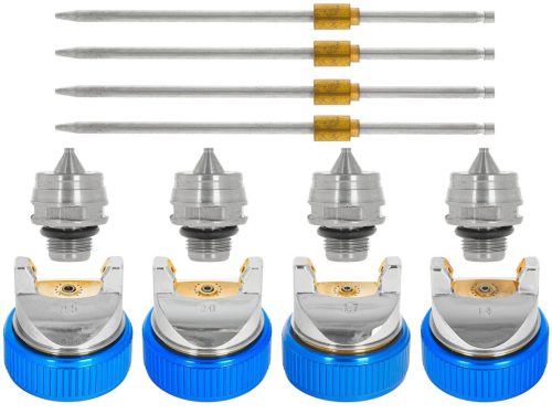 GEKO festékszóró pisztoly HVLP, 600 ml tartállyal + 4db fúvóka