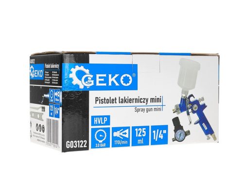 GEKO festékszóró pisztoly HVLP, 125 ml tartállyal, 1/4"-os szabályozóval