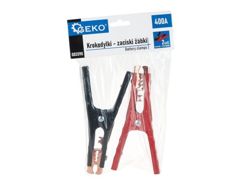 GEKO krokodil csipesz készlet akkumulátorhoz, indító kábelekhez, 2 db-os, 400A