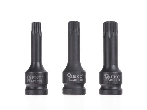 GEKO CR-MO gépi torx dugófej készlet, 1/2"-os, T20 - T70, 9 db-os