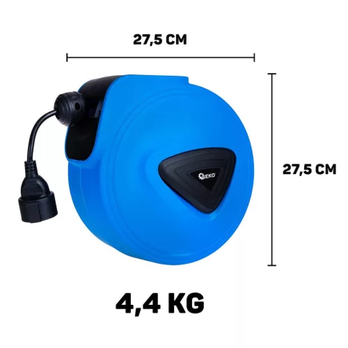 GEKO elektromos hosszabbító, autómata orsóval és fali rögzítéssel, 15 m - es