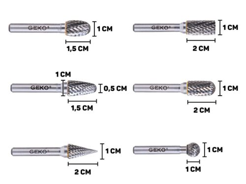 GEKO volfrám-karbid maró készlet, 6 db-os, 6 mm