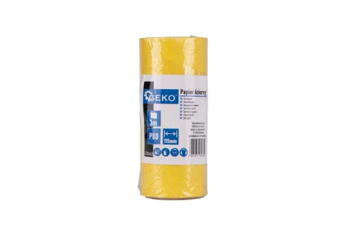 GEKO csiszolópapír tekercsben, 115 mm x 3 m, P80