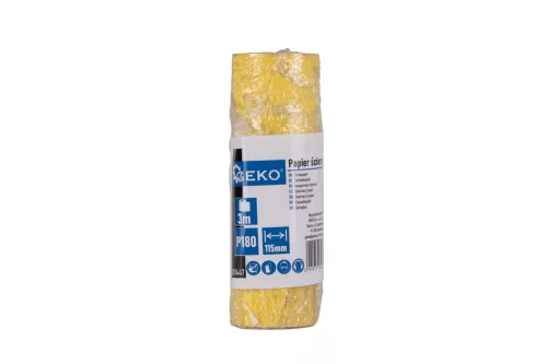 GEKO csiszolópapír tekercsben, 115 mm x 3 m , P180
